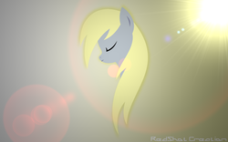 Size: 2560x1600 | Tagged: safe, artist:redshotcreation, edit, derpy hooves, pegasus, pony, g4, eyes closed, female, mare, solo, wallpaper, wallpaper edit