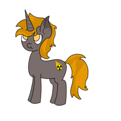 Size: 1860x1860 | Tagged: safe, artist:chelsea1901, oc, oc only, oc:nuclear fusion, pony, unicorn, freckles, ionizing radiation warning symbol, simple background, solo, transparent background