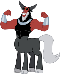 Size: 4080x5000 | Tagged: safe, artist:fercho262, lord tirek, centaur, g4, the beginning of the end, absurd resolution, cloven hooves, flexing, grin, horns, male, nose piercing, nose ring, piercing, septum piercing, shackles, simple background, smiling, solo, stronk, transparent background, vector