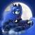 Size: 2733x2733 | Tagged: safe, artist:piripaints, princess luna, alicorn, pony, g4, blushing, clothes, cloud, crown, cute, female, high res, jewelry, looking at you, lunabetes, mare, moon, night, night sky, on a cloud, prone, regalia, royalty, sky, socks, solo, striped socks
