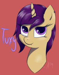 Size: 1828x2344 | Tagged: safe, artist:luxsimx, oc, oc only, oc:tuxy, pony, unicorn, bust, commission, female, mare, solo