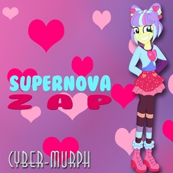 Size: 2576x2576 | Tagged: safe, artist:cyber-murph, supernova zap, equestria girls, equestria girls specials, g4, my little pony equestria girls: better together, my little pony equestria girls: sunset's backstage pass, boots, clothes, cute, heart, high heel boots, high res, needs more saturation, pantyhose, pigtails, postcrush, shoes, skirt, smiling, su-z