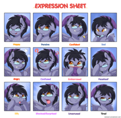 Size: 1050x1025 | Tagged: safe, artist:tikrs007, oc, oc only, oc:nightshade (pegasus), pegasus, pony, beanie, blushing, cute, expressions, floppy ears, glasses, hat, original character do not steal, solo