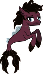 Size: 847x1456 | Tagged: safe, artist:lightningbolt, derpibooru exclusive, pony, sea pony, seapony (g4), g4, .svg available, bring me the horizon, colored pupils, facial hair, fins, fish tail, jewelry, jordan fish, lidded eyes, looking at you, messy mane, necklace, ponified, seaponified, show accurate, simple background, solo, species swap, svg, transparent background, vector