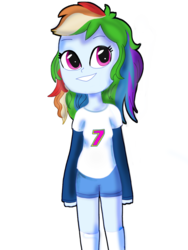 Size: 2250x3000 | Tagged: artist needed, source needed, safe, rainbow dash, human, equestria girls, g4, clothes, cute, dashabetes, female, high res, jersey, simple background, solo, standing, white background