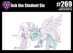 Size: 800x588 | Tagged: safe, artist:sintakhra, ocellus, silverstream, changedling, changeling, hippogriff, ladybug, tumblr:studentsix, g4, cute, diaocelles, diastreamies, eeee, female, jewelry, necklace