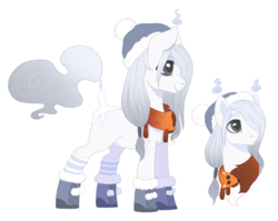 Size: 1626x1293 | Tagged: safe, artist:shady-bush, oc, oc only, oc:misbeliever, original species, pony, scented pony, closed species, clothes, male, scarf, shoes, simple background, solo, stallion, transparent background, winter cap, winter hat