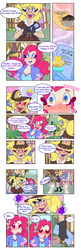 Size: 625x1920 | Tagged: safe, artist:cubbybatdoodles, derpy hooves, pinkie pie, human, comic:recipe trade, g4, blushing, clothes, comic, duo, female, food, humanized, lesbian, letter, muffin, uniform, unrequited, wing ears