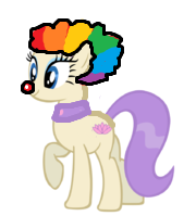 Size: 180x199 | Tagged: artist needed, safe, vera, pony, g4, 1000 hours in ms paint, afro, body swap, clown, clown nose, rainbow wig, red nose, spa pony