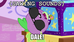 Size: 1200x675 | Tagged: safe, edit, edited screencap, screencap, spike, spike the regular dog, dog, equestria girls, g4, my little pony equestria girls: better together, street magic with trixie, caption, image macro, sunglasses, text