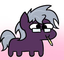 Size: 786x737 | Tagged: safe, artist:tjpones, oc, oc only, oc:jtsenop, earth pony, pony, derp, earth pony oc, glasses, gradient background, male, mouth hold, pencil, solo