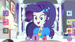 Size: 1920x1080 | Tagged: safe, screencap, rarity, equestria girls, festival looks, g4, my little pony equestria girls: better together, beautiful, computer mouse, cute, female, happy, icon, keyboard, looking at you, raribetes, rarity's bedroom, smiling, solo, webcam