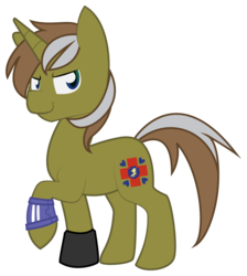 Size: 1100x1230 | Tagged: safe, artist:devipotato, oc, oc only, oc:cayden tavers, pony, unicorn, male, pipbuck, raised hoof, simple background, solo, stallion, transparent background