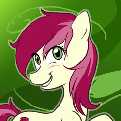 Size: 504x505 | Tagged: safe, artist:devipotato, roseluck, earth pony, pony, g4, blushing, bust, female, mare, portrait, smiling, solo