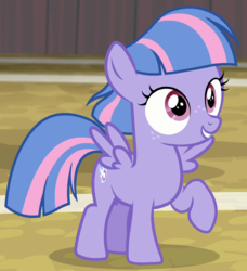 Size: 795x870 | Tagged: safe, screencap, wind sprint, pegasus, pony, common ground, g4, cropped, cute, female, filly, foal, raised hoof, smiling, solo, sprintabetes