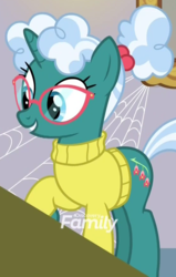 Size: 555x875 | Tagged: safe, screencap, bellflower blurb, pony, unicorn, g4, the point of no return, clothes, discovery family logo, female, glasses, mare, ponytail, solo, sweater