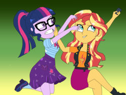 Size: 2400x1800 | Tagged: artist needed, safe, sci-twi, sunset shimmer, twilight sparkle, equestria girls, equestria girls series, g4, text support, duo, female, text support: sunset shimmer