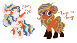 Size: 1280x716 | Tagged: safe, artist:lightwolfheart, oc, oc only, oc:kiddy koi, oc:tangerine tango, earth pony, pony, bow, female, filly, hair bow, simple background, transparent background