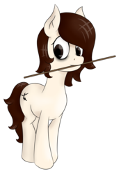 Size: 2344x3361 | Tagged: safe, artist:other lemon, oc, oc:lilie, earth pony, pony, bags under eyes, female, high res, holding, looking, simple background, solo, standing, stick, transparent background