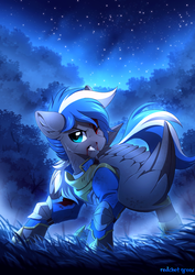 Size: 1300x1836 | Tagged: safe, artist:redchetgreen, oc, oc only, oc:cloud zapper, pegasus, pony, armor, blood, injured, male, night, nosebleed, scenery, solo, stars