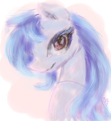 Size: 6496x7087 | Tagged: safe, artist:elisdoominika, oc, oc only, oc:sweet elis, earth pony, pony, blue mane, brown eyes, bust, colorful, female, looking at you, mare, portrait, smiling, solo