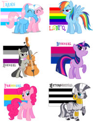 Size: 700x917 | Tagged: safe, aloe, lotus blossom, octavia melody, pinkie pie, rainbow dash, twilight sparkle, zecora, earth pony, pegasus, pony, unicorn, zebra, g4, adventure in the comments, asexual, asexual pride flag, bilight sparkle, bisexual pride flag, bisexuality, chart, female, gay pride flag, gender headcanon, headcanon, lesbian, lgbt, lgbt headcanon, lgbtq, mare, meta, pansexual, pansexual pinkie pie, pansexual pride flag, pride, pride flag, pride ponies, sexuality, sexuality headcanon, spa twins, straight, straight pride flag, trans female, transgender, transgender pride flag, unicorn twilight