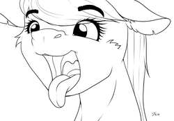Size: 4731x3300 | Tagged: safe, artist:shiva, derpibooru exclusive, octavia melody, pony, g4, bust, cute, esophagus, female, fetish, lineart, mawshot, monochrome, open mouth, solo, tavibetes, tongue out, uvula