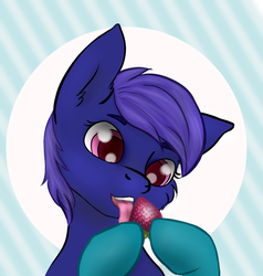 Size: 1024x1075 | Tagged: safe, oc, oc only, oc:moony, bat pony, pony, bat pony oc, food, licking, male, original character do not steal, solo, stallion, tongue out