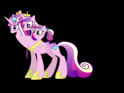 Size: 3041x2273 | Tagged: safe, artist:theunknowenone1, princess cadance, alicorn, pony, g4, 1000 years in photoshop, fusion, high res, multiple heads, teen princess cadance, three heads, we have become one