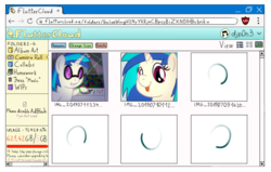 Size: 839x533 | Tagged: safe, artist:djdavid98, derpibooru exclusive, dj pon-3, vinyl scratch, pony, g4, atg 2019, disco, disco ball, english, glasses, google chrome, implied fluttershy, implied octavia melody, loading, looking at you, microsoft, microsoft windows, newbie artist training grounds, photo, scrollbar, text, throbber, tongue out, turntable, user interface, website, wristband
