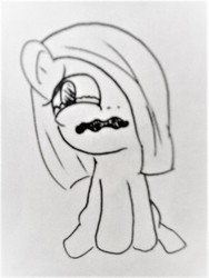 Size: 675x896 | Tagged: safe, artist:dex stewart, marble pie, earth pony, pony, g4, crying, female, monochrome, solo