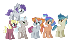 Size: 2580x1552 | Tagged: safe, artist:spectrumnightyt, oc, oc only, earth pony, pegasus, pony, unicorn, base used, female, magical lesbian spawn, male, mare, offspring, parent:flim, parent:maud pie, parent:rolling thunder, parent:snips, parent:toola roola, parents:flimaud, parents:rollingflim, parents:rollingmaud, parents:toolasnips, simple background, stallion, transparent background