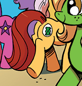 Size: 164x172 | Tagged: safe, idw, earth pony, pony, g4, spoiler:comic, background pony, butt, cropped, cutie mark, female, green lantern, green lantern (comic), logo, mare, plot, solo focus, unnamed character, unnamed pony