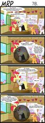 Size: 800x2153 | Tagged: safe, artist:umneem, apple bloom, derpy hooves, diamond tiara, scootaloo, sweetie belle, earth pony, pegasus, pony, unicorn, comic:my rational pony, g4, clothes, clubhouse, comic, crusaders clubhouse, cutie mark crusaders, drawing, rumia, touhou
