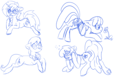 Size: 1920x1200 | Tagged: safe, artist:brainiac, berry punch, berryshine, cheerilee, dj pon-3, octavia melody, vinyl scratch, earth pony, pony, g4, diabetes, doodle, drunk, female, flowey, mare, sketch, sketch dump, undertale