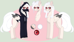 Size: 1408x800 | Tagged: safe, artist:nocturnal-moonlight, oc, oc only, oc:shino, pegasus, pony, clothes, female, hoodie, mare, mask, reference sheet, solo