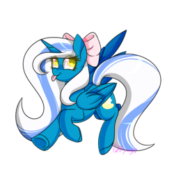 Size: 2000x2000 | Tagged: safe, artist:redheartponiesfan, oc, oc only, oc:fleurbelle, alicorn, pony, adorabelle, alicorn oc, bow, cute, female, hair bow, happy, high res, mare, running, simple background, solo, sweet, tongue out, transparent background, yellow eyes