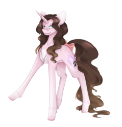 Size: 2580x2700 | Tagged: safe, artist:magical-wings06, oc, oc only, oc:cindy, pony, unicorn, bow, chest fluff, female, high res, mare, simple background, solo, tail bow, transparent background