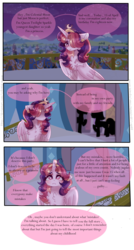 Size: 1280x2396 | Tagged: dead source, safe, artist:moon-rose-rosie, oc, oc only, oc:celestial moon, alicorn, pony, comic:moonverse, alicorn oc, alternate hairstyle, comic, crying, crystal empire, female, hair over one eye, jewelry, solo focus, tiara