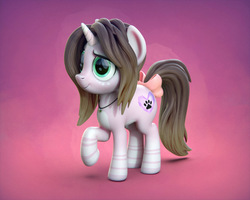 Size: 1280x1024 | Tagged: safe, artist:tranz3d, oc, oc only, oc:cindy, pony, unicorn, 3d, bow, female, mare, solo, tail bow