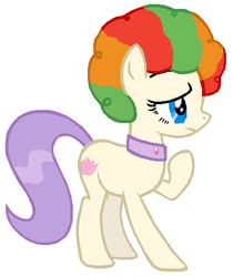 Size: 444x529 | Tagged: safe, artist:durpy, vera, earth pony, pony, g4, the show stoppers, afro, clown hair, cute, cutie mark, female, frou frou, not rarity, sad, simple background, solo, spa pony, verabetes, white background