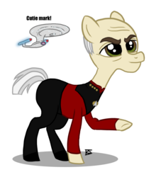 Size: 919x1012 | Tagged: safe, artist:glamourkat, earth pony, pony, captain picard, jean-luc picard, ponified, simple background, solo, star trek, transparent background, uss enterprise
