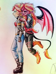Size: 540x720 | Tagged: safe, artist:thecaptainacobskicorncob, sunset shimmer, fanfic:who's ready for trouble?, equestria girls, g4, fanfic art, sunset satan, traditional art