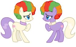 Size: 900x561 | Tagged: safe, artist:durpy, vera, pony, g4, afro, clown hair, confused, frou frou, frou sisters, looking at each other, spa pony, twins