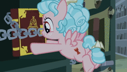 Size: 1920x1080 | Tagged: safe, screencap, cozy glow, pegasus, pony, g4, the summer sun setback, animated, book, chains, cozy glow is not amused, female, filly, joke, library, logic, music, sound, webm