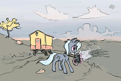 Size: 1152x768 | Tagged: safe, artist:agm, trixie, pony, unicorn, g4, camera, female, mare, mouth hold, solo, tlr, trixie's wagon, twin-lens reflex camera, wip