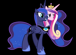 Size: 7417x5407 | Tagged: safe, artist:theunknowenone1, princess cadance, princess luna, alicorn, pony, g4, fusion, multiple heads, two heads, we have become one