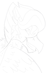 Size: 2000x3000 | Tagged: safe, artist:euspuche, oc, oc only, oc:roasty wings, hippogriff, black and white, bust, grayscale, high res, looking at you, monochrome, portrait, simple background, smiling, solo, transparent background