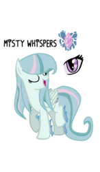 Size: 664x1140 | Tagged: safe, artist:missvintagelps, oc, oc only, oc:misty whispers, half-siren, hybrid, pegasus, pony, eyes closed, female, magical lesbian spawn, mare, offspring, open mouth, parent:fluttershy, parent:sonata dusk, parents:sonashy, raised hoof, raised leg, simple background, solo, transparent background