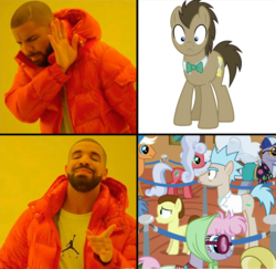 Size: 741x721 | Tagged: safe, doctor whooves, pony morty, pony rick, time turner, earth pony, human, pony, g4, grannies gone wild, cropped, drake, hotline bling, irl, irl human, male, meme, morty smith, photo, ponified, rick and morty, rick sanchez